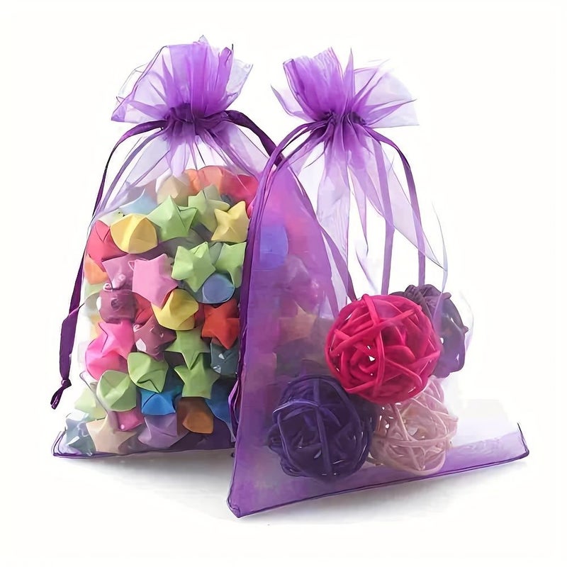 Set Of 20 Organza Drawstring Bags Transparent Mesh Pouches For Jewelry Lavender Gift Bags For Weddings Festivals Mother S Day Party Favors - Image 4