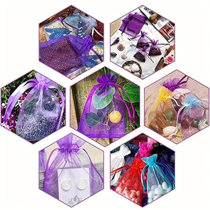 Set Of 20 Organza Drawstring Bags Transparent Mesh Pouches For Jewelry Lavender Gift Bags For Weddings Festivals Mother S Day Party Favors - Image 5