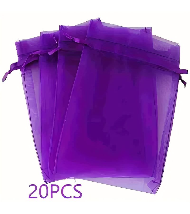 Set Of 20 Organza Drawstring Bags Transparent Mesh Pouches For Jewelry Lavender Gift Bags For Weddings Festivals Mother S Day Party Favors - Image 1