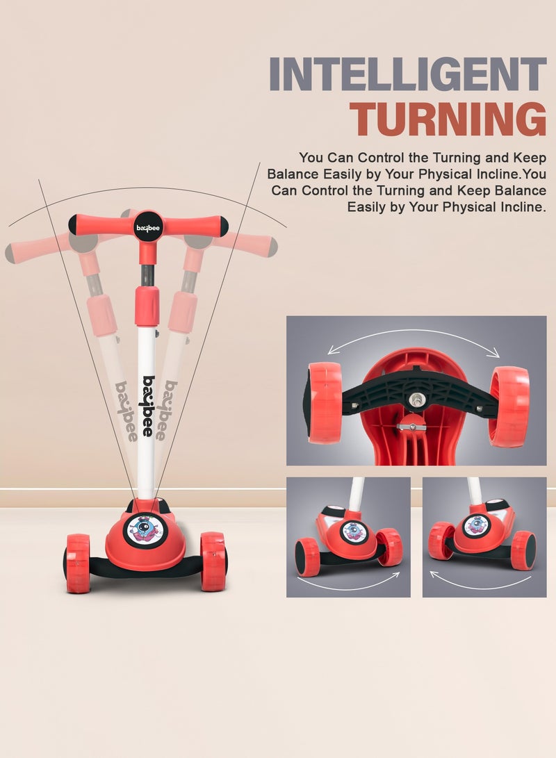 Baybee Rolo Skate Scooter for Kids 3 Wheel Kids Scooter with 3 Height Adjustable Baby Scooter with LED PU Wheels, Light & Music Kick Scooter for Baby Scooter for Kids 3 to 8 Years Boy Girl Red - Image 5