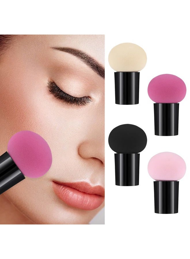 Sibba 4 PCS Makeup Eggs Sponge Beauty Blender Foundation Blending Make Up Concealer Applicator Cosmetic Face Eye Brush Set With Mini Handle Loose Powder Coverage Flat End Head Holder Kit - Image 2