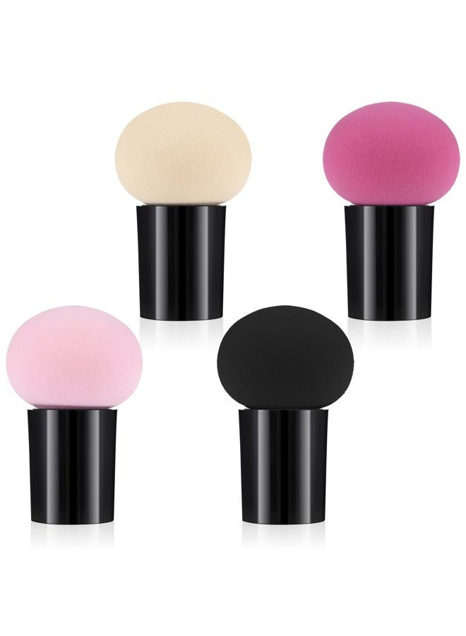 Sibba 4 PCS Makeup Eggs Sponge Beauty Blender Foundation Blending Make Up Concealer Applicator Cosmetic Face Eye Brush Set With Mini Handle Loose Powder Coverage Flat End Head Holder Kit - Image 1