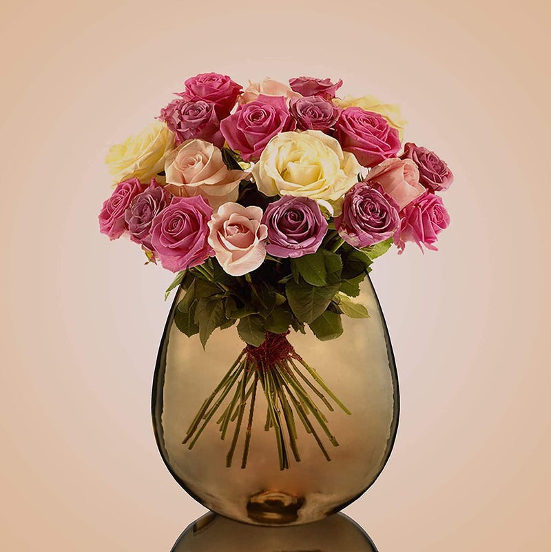 DECENT GLASS Luster Flower Vase Amber - Image 2