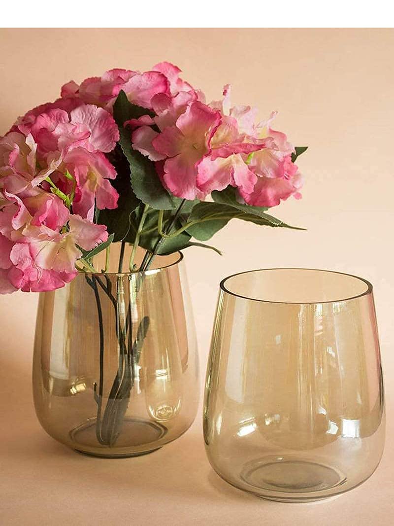 DECENT GLASS Luster Flower Vase Amber - Image 3