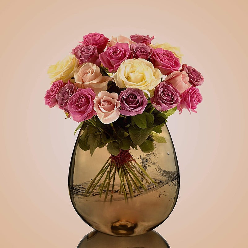 DECENT GLASS Luster Flower Vase Amber - Image 4