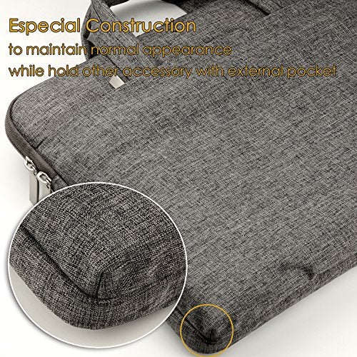 CCPK Laptop Bag for 13 Inch MacBook Air Pro M1 14 Inch Hp Laptop Case Cover Chromebook Pavilion x360 Stream 14" ASUS Acer Lenovo 14in Computer Sleeve with Handle Waterproof Canvas Briefcase Black Grey - Image 5