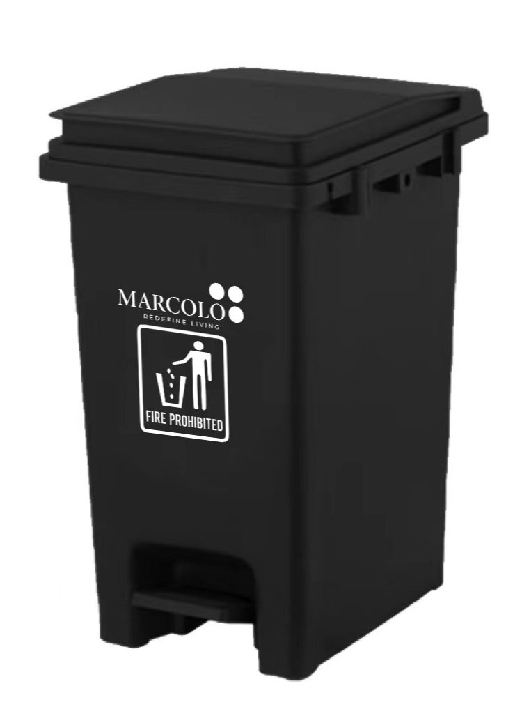 Marcolo 30L Pedal Dustbin – Large & Durable Polypropylene Trash Bin with Foot Pedal and Secure Lid – Hygienic Waste Bin for Home, Kitchen, or Commercial Use (Black)  - Image 1