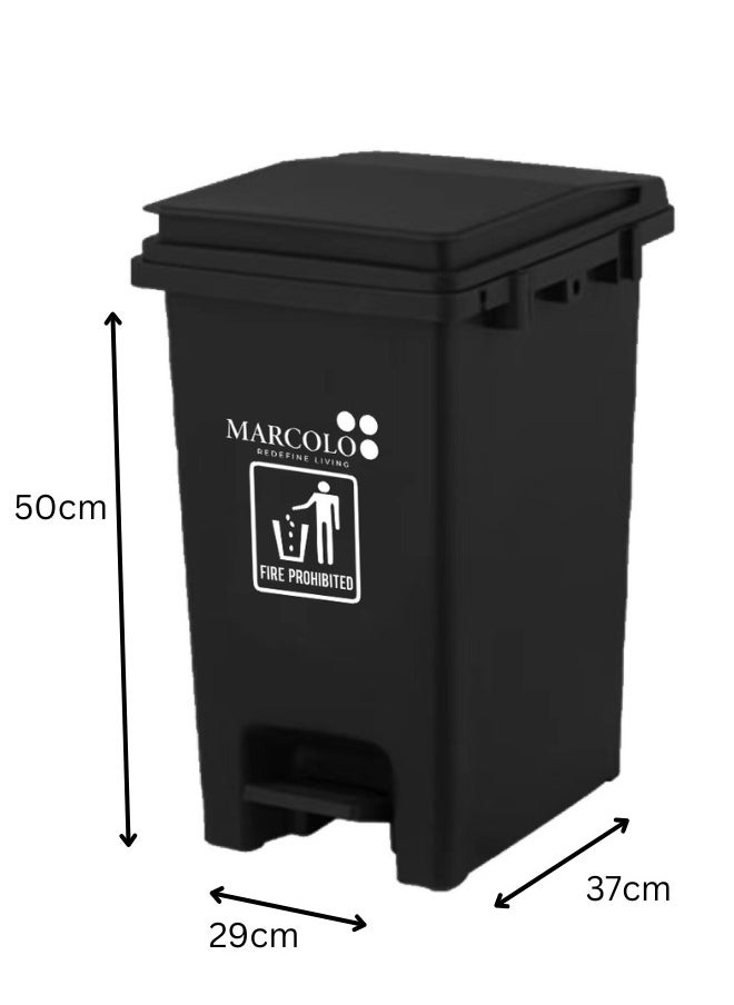 Marcolo 30L Pedal Dustbin – Large & Durable Polypropylene Trash Bin with Foot Pedal and Secure Lid – Hygienic Waste Bin for Home, Kitchen, or Commercial Use (Black)  - Image 3