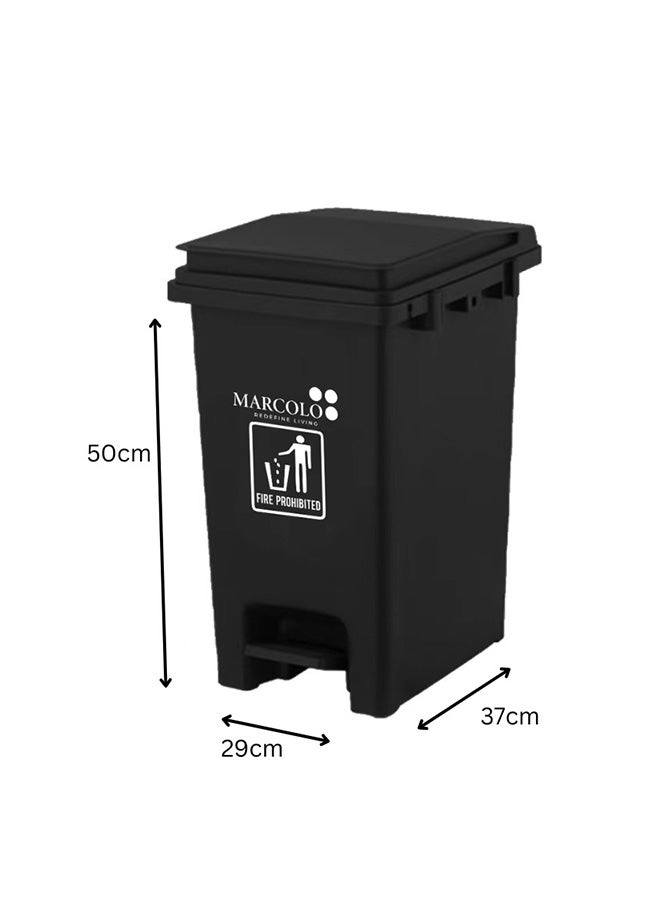 Marcolo 30L Pedal Dustbin – Large & Durable Polypropylene Trash Bin with Foot Pedal and Secure Lid – Hygienic Waste Bin for Home, Kitchen, or Commercial Use (Black) - Image 3