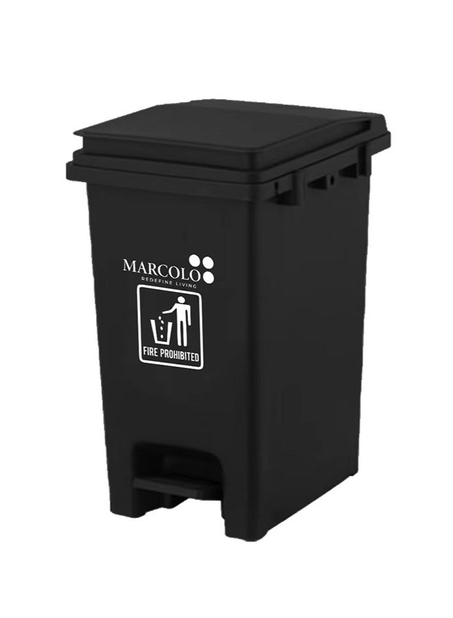 Marcolo 30L Pedal Dustbin – Large & Durable Polypropylene Trash Bin with Foot Pedal and Secure Lid – Hygienic Waste Bin for Home, Kitchen, or Commercial Use (Black) - Image 1