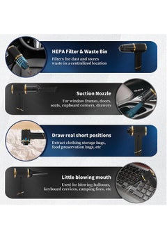 spa luxetique Handheld Vacuum Cleaner for Home & Car，15000PA 6 in 1 Portable Cordless Vacuum Cleaner Set,Suitable for Home, Pets, Cars.Black  - Image 5