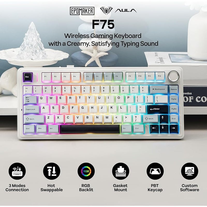 EPOMAKER x AULA F75 Gasket Mechanical Keyboard with Knob - Image 2