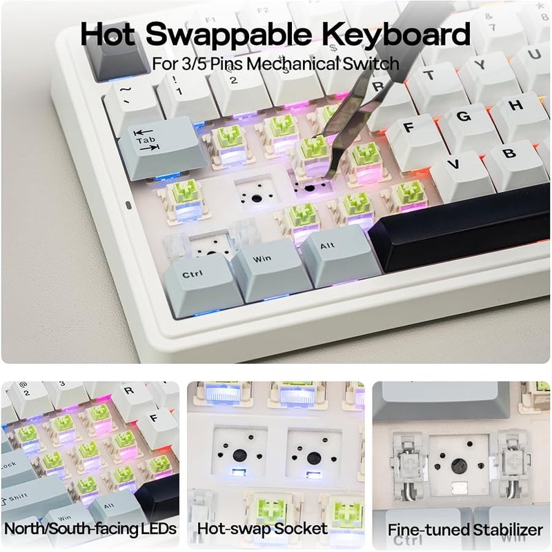 EPOMAKER x AULA F75 Gasket Mechanical Keyboard with Knob - Image 5