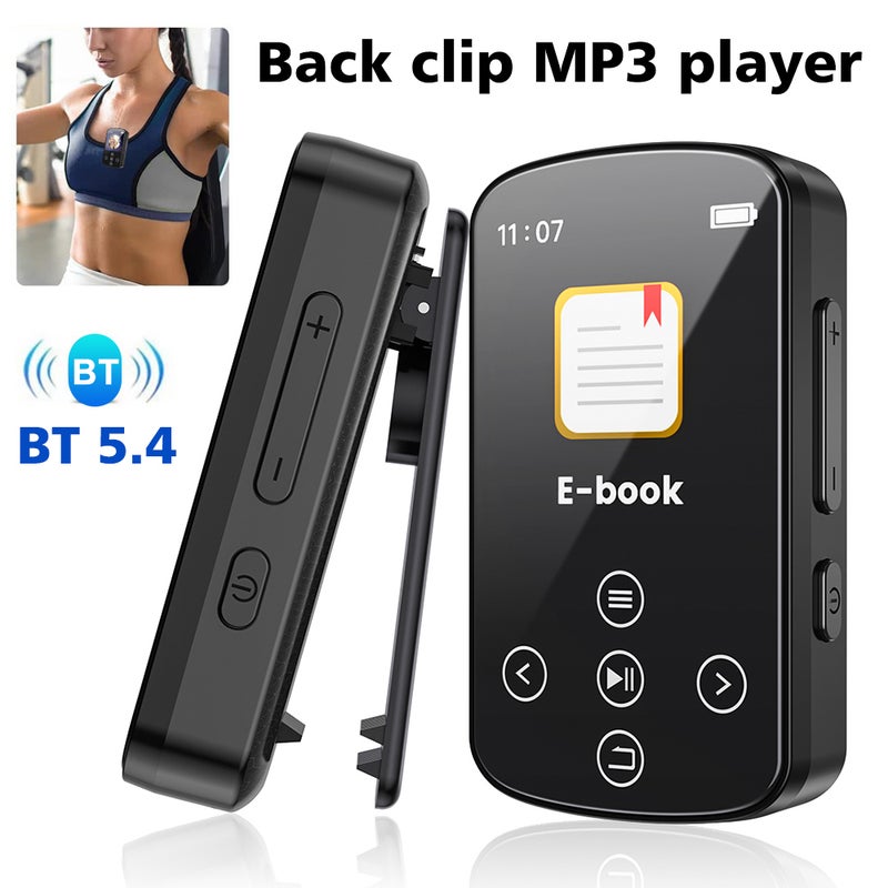 MP3-08 MP3 Player with BT 5.4 Back Clip 1.5" High-Clear Touchscreen Portable Player Built-in Speaker FM Radio Voice Recorder for Sports - Image 5
