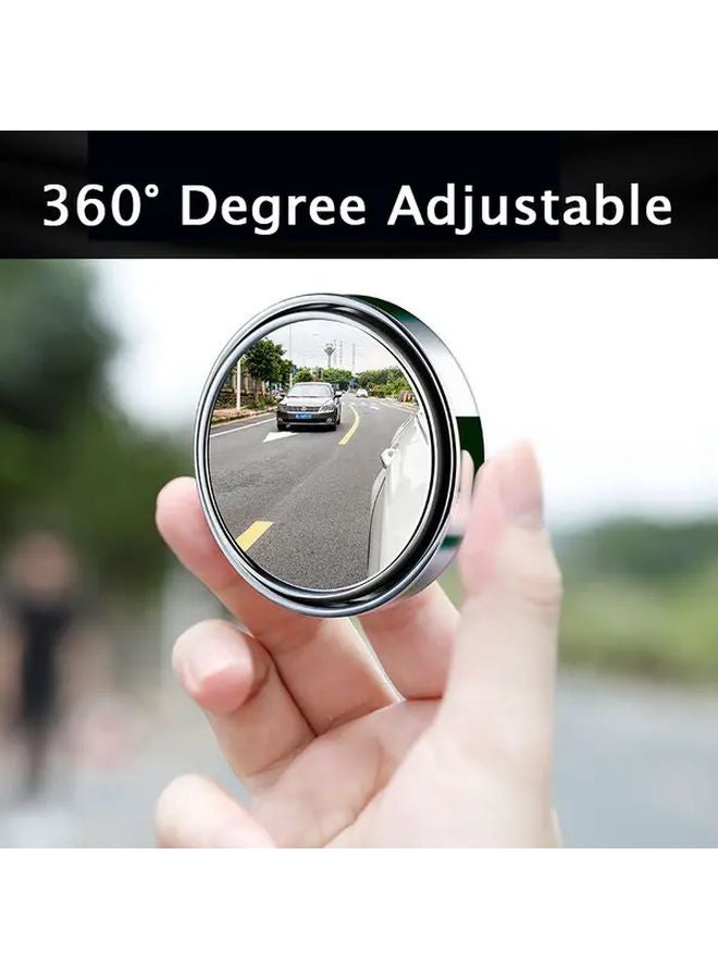 قطعتان من مرايا النقطة العمياء للسيارة السوداء قابلة للتعديل 360 درجة، زاوية واسعة للمرآة الخلفية - Image 2