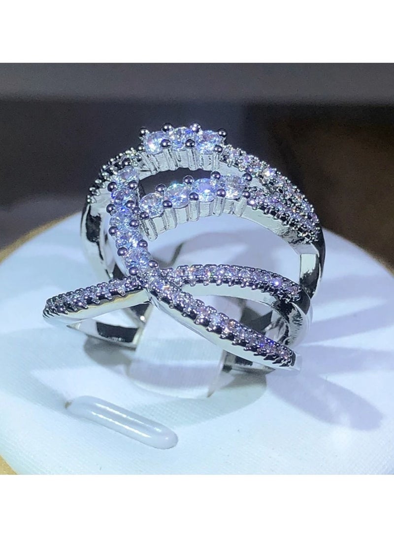 استراتيجية خاتم من الفضة الإسترليني عيار 925 مرصع بحجر الزركونيا - Image 3