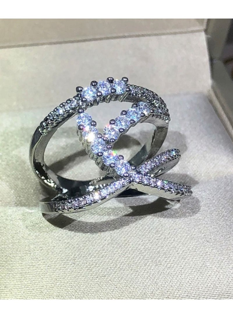 استراتيجية خاتم من الفضة الإسترليني عيار 925 مرصع بحجر الزركونيا - Image 1