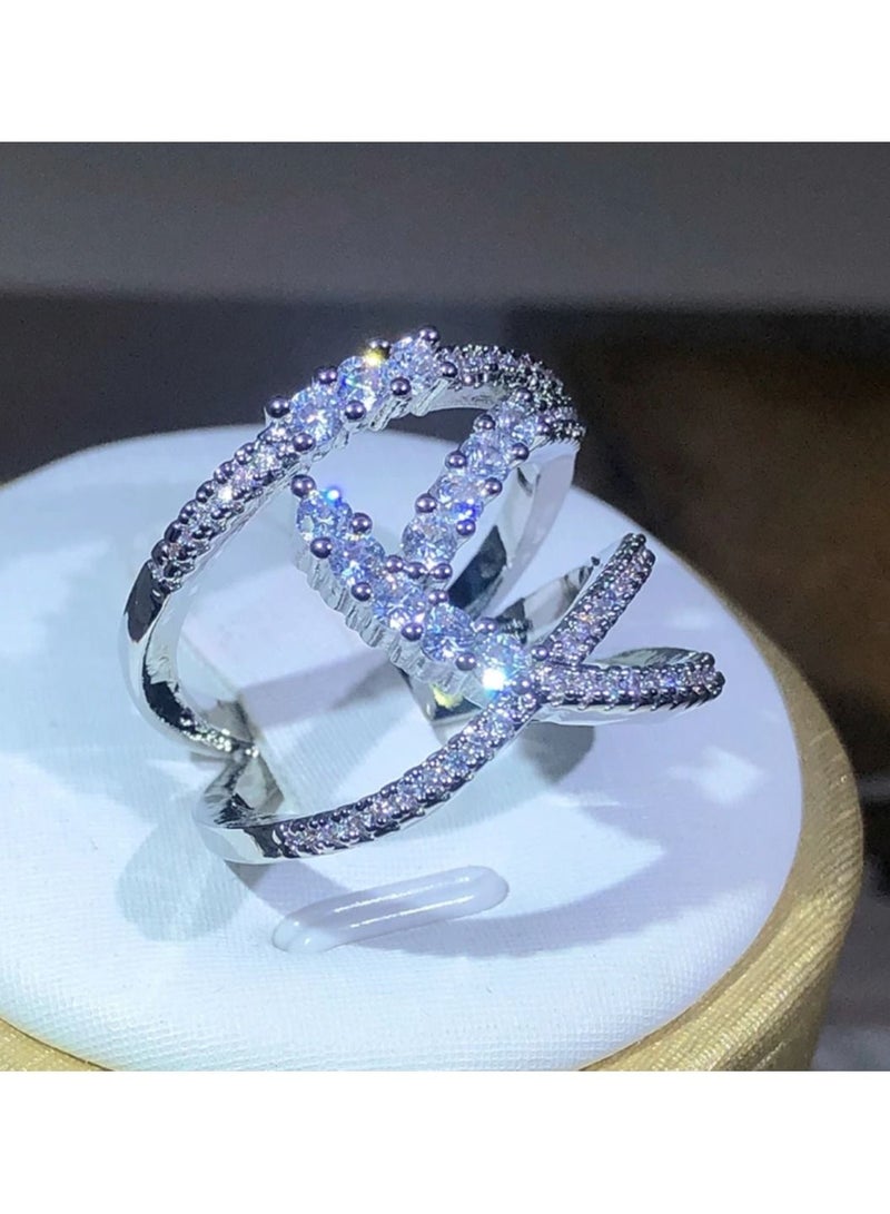 استراتيجية خاتم من الفضة الإسترليني عيار 925 مرصع بحجر الزركونيا - Image 4