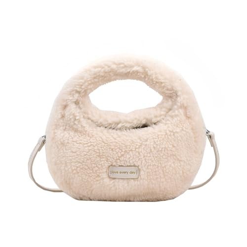 Extolove Furry Purse for Women Faux Fur Bag Cute Lambswool Fuzzy Crossbody Bags Top-Handle Fluffy Handbag (A White) - Image 1