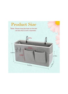 The Bros Bedside Storage Caddy/Bedside Hanging Storage Bag for Headboards Bunk Beds Dorm Rooms Book Phone Magazine Holder (Color : Gray)  - Image 2