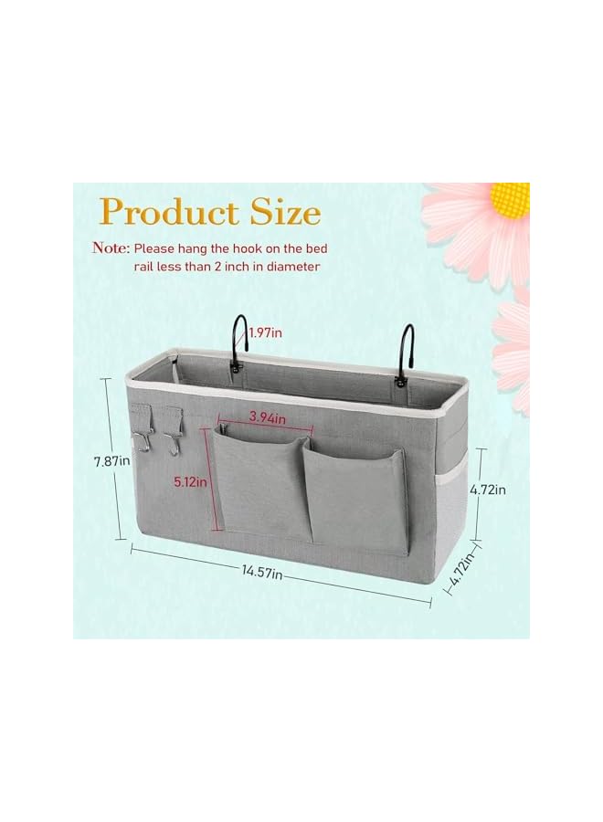 The Bros Bedside Storage Caddy/Bedside Hanging Storage Bag for Headboards Bunk Beds Dorm Rooms Book Phone Magazine Holder (Color : Gray)  - Image 2