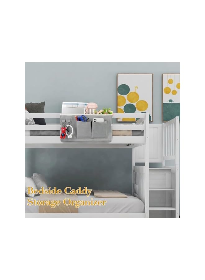The Bros Bedside Storage Caddy/Bedside Hanging Storage Bag for Headboards Bunk Beds Dorm Rooms Book Phone Magazine Holder (Color : Gray)  - Image 4