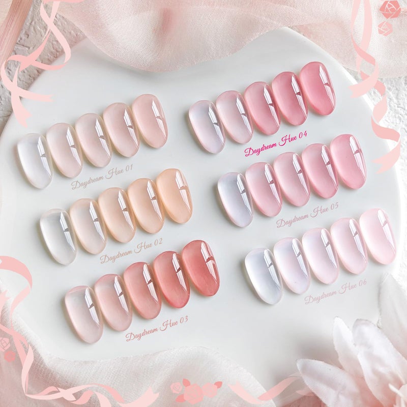 Born Pretty Jelly Pink Gel Nail Polish Set,Valentine's Day Nude Pink Translucent Gel Polish,6 Transparent Sheer Colors Soak Off U V Light Cure Gel Polish Kit Nail Art Manicure DIY Kit Home Salon 7ML - Image 2