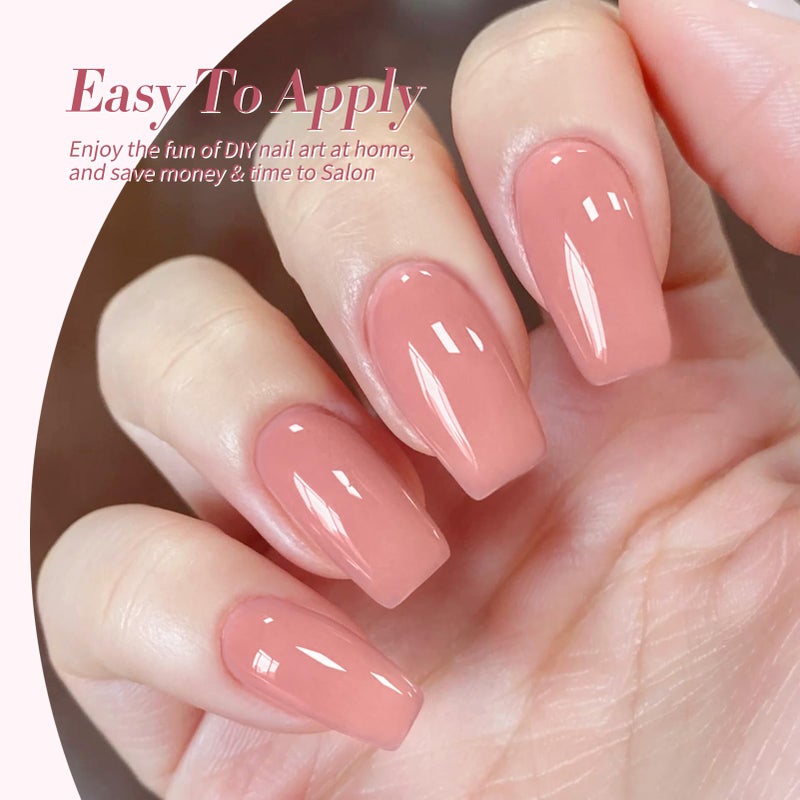 Born Pretty Jelly Pink Gel Nail Polish Set,Valentine's Day Nude Pink Translucent Gel Polish,6 Transparent Sheer Colors Soak Off U V Light Cure Gel Polish Kit Nail Art Manicure DIY Kit Home Salon 7ML - Image 4