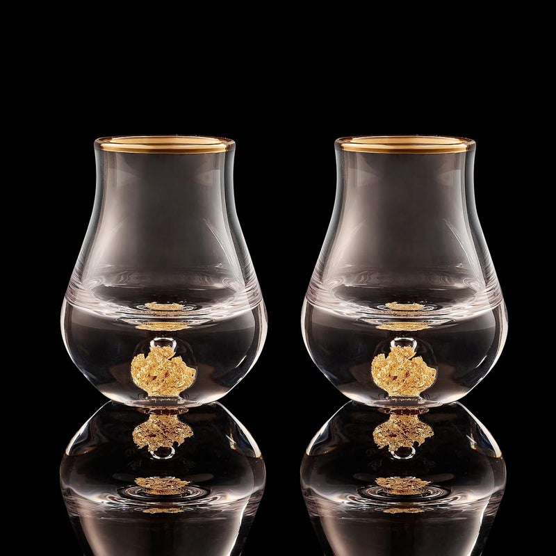 DUJUST 【2025 New Design】‌ Elegant Curvaceous Shot Glass(1.5oz), Crystal Shot Glass Set Decorated with 24K Gold Leaf Flakes BPA-Free & Lead-Free, Perfect for Décor & Collection, Gift Choices - 2 pcs - Image 1