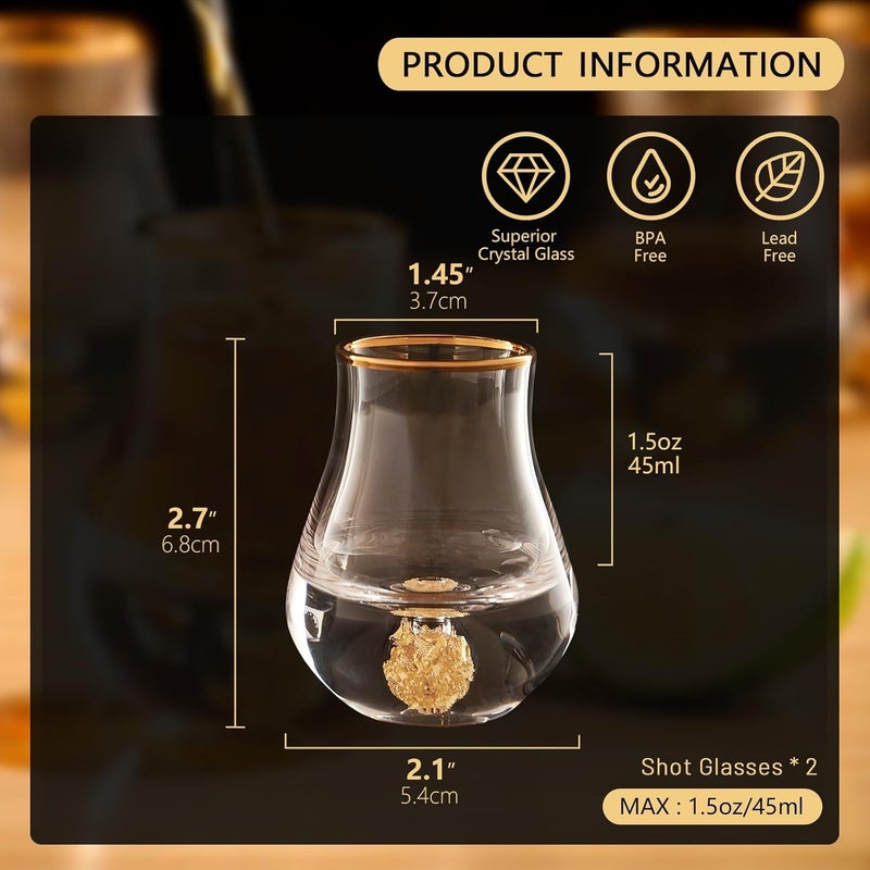 DUJUST 【2025 New Design】‌ Elegant Curvaceous Shot Glass(1.5oz), Crystal Shot Glass Set Decorated with 24K Gold Leaf Flakes BPA-Free & Lead-Free, Perfect for Décor & Collection, Gift Choices - 2 pcs - Image 5