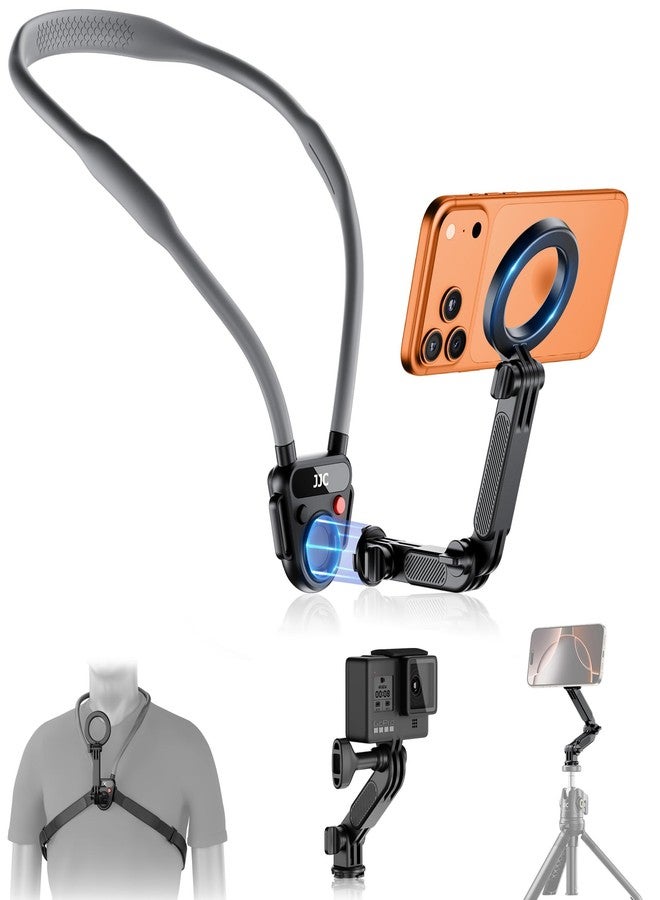 Kiorafoto POV Cell Phone Necklace Mount, Compatible with Magsafe, GoPro Instax 360, Dji, iPhone 16, 15, 14, 13, 12 Plus, Pro Max, 3 Levels of Multi-Angle Adjustment, 25.6 inches (65 cm) - Image 1
