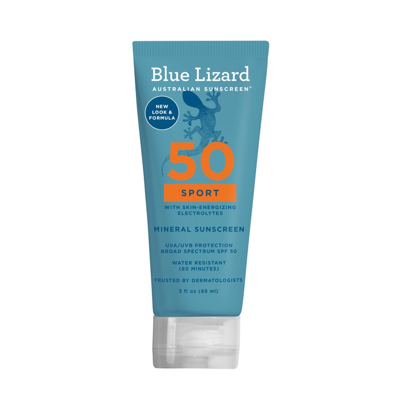 Blue Lizard Sport Mineral SPF 50 Lotion, Ideal for Athletes, 100% Mineral Sunscreen Actives, Fragrance-Free, Paraben-Free, Vegan, 3.0 fl oz - Image 1