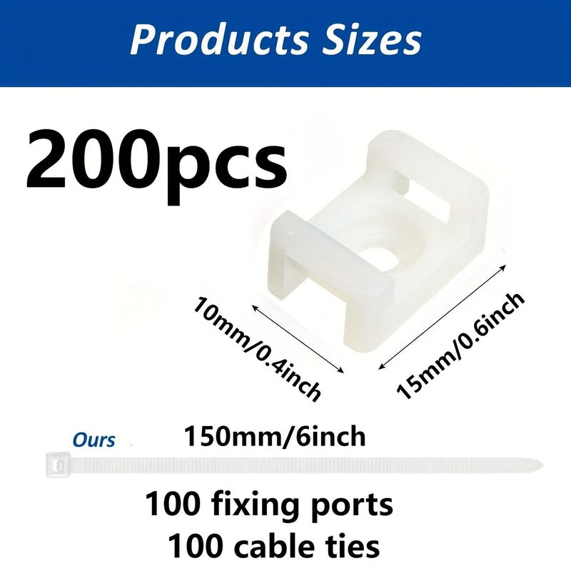 Black Cable Tie Mounts Kit With Fixed Seats For Neat Cable Management - Image 4