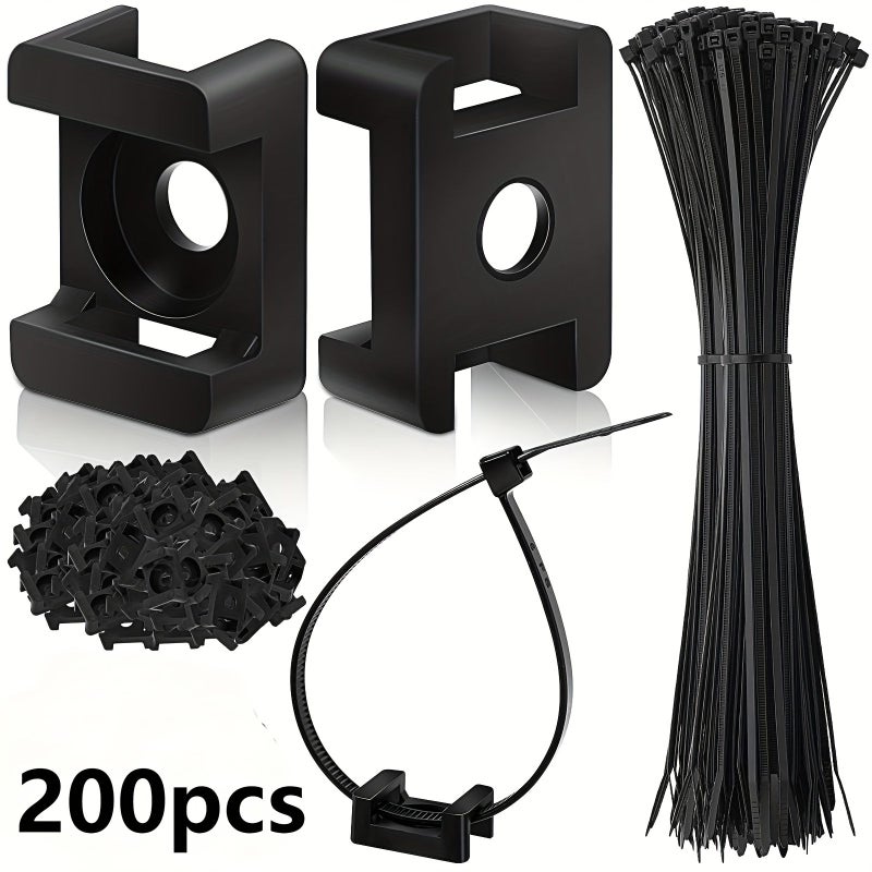 Black Cable Tie Mounts Kit With Fixed Seats For Neat Cable Management - Image 2