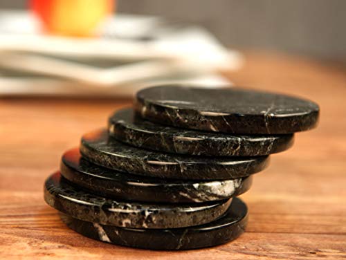 RADICALn Marble Coasters Black 35 Inch Round Handmade Drink Coaster for Tabletop Coffee Table Decor Ideal Coaster Set of 6 for Drink Marble Coaster for Desk Accessories - Image 3