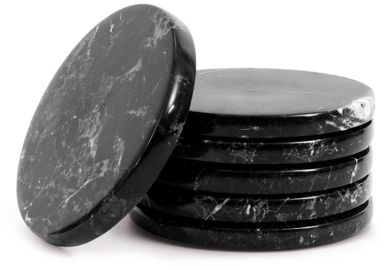 RADICALn Marble Coasters Black 35 Inch Round Handmade Drink Coaster for Tabletop Coffee Table Decor Ideal Coaster Set of 6 for Drink Marble Coaster for Desk Accessories - Image 2