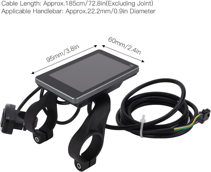 cheekyglo Bike LCD Display, Electric Bike Display LCD S6 Screen Conversion Upgrade Part 36V 48V with 5 Pin Common Connector - Image 2