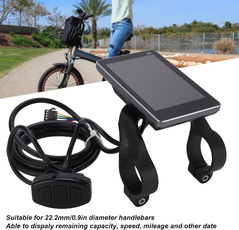 cheekyglo Bike LCD Display, Electric Bike Display LCD S6 Screen Conversion Upgrade Part 36V 48V with 5 Pin Common Connector - Image 4