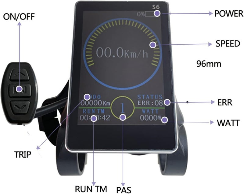 cheekyglo Bike LCD Display, Electric Bike Display LCD S6 Screen Conversion Upgrade Part 36V 48V with 5 Pin Common Connector - Image 3