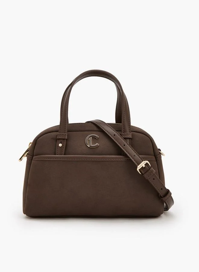 Solid Satchel Bag With Zip Closure