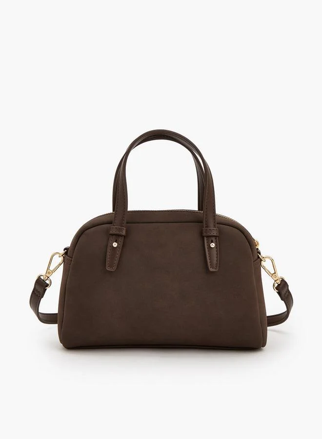 Le Confort BROWN Solid Satchel Bag With Zip Closure for Women | Best Price UAE