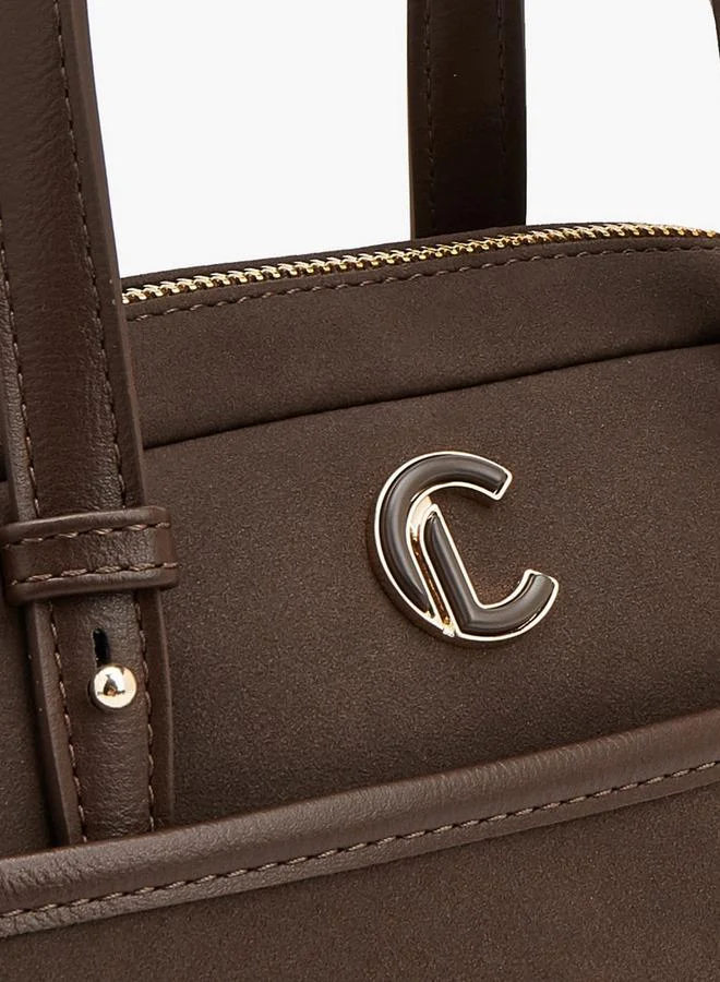 Le Confort BROWN Solid Satchel Bag With Zip Closure for Women | Best Price UAE