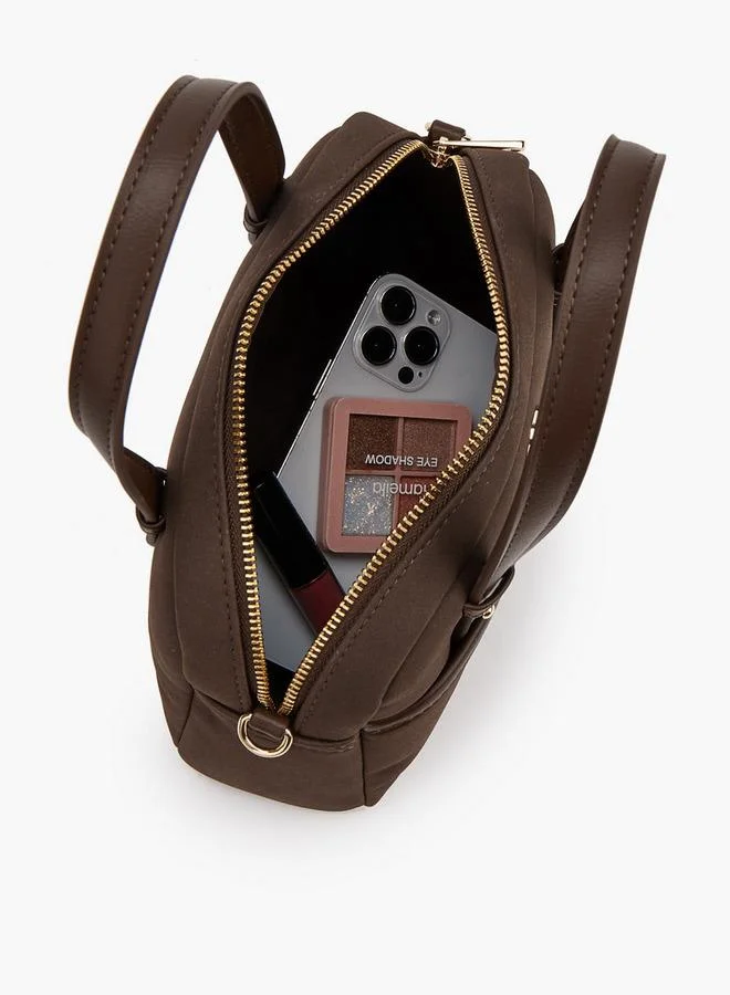 Le Confort BROWN Solid Satchel Bag With Zip Closure for Women | Best Price UAE