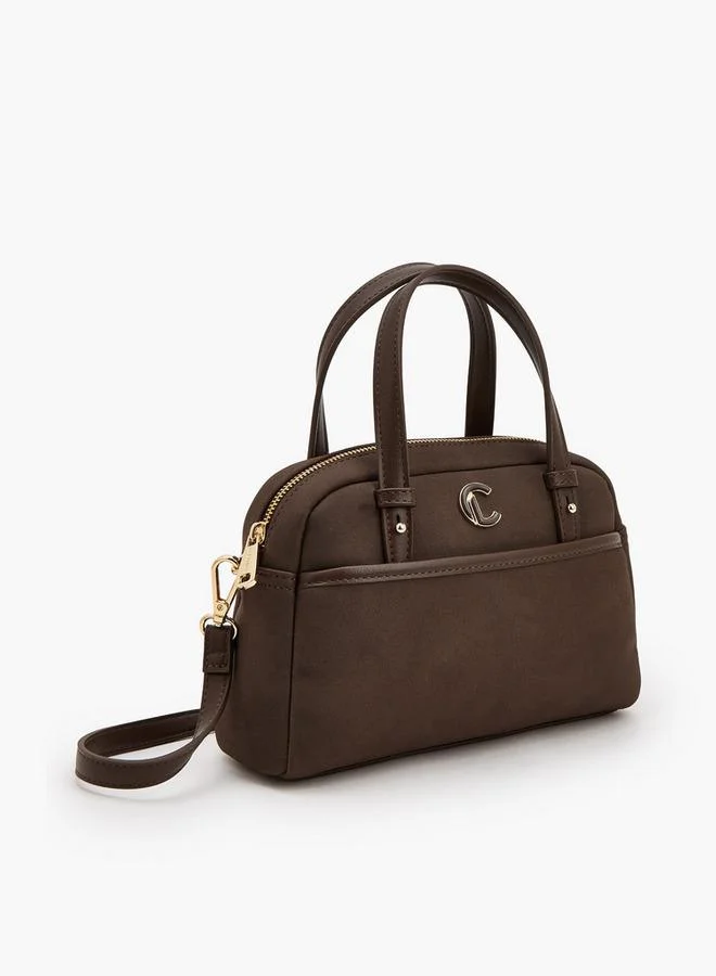 Le Confort BROWN Solid Satchel Bag With Zip Closure for Women | Best Price UAE
