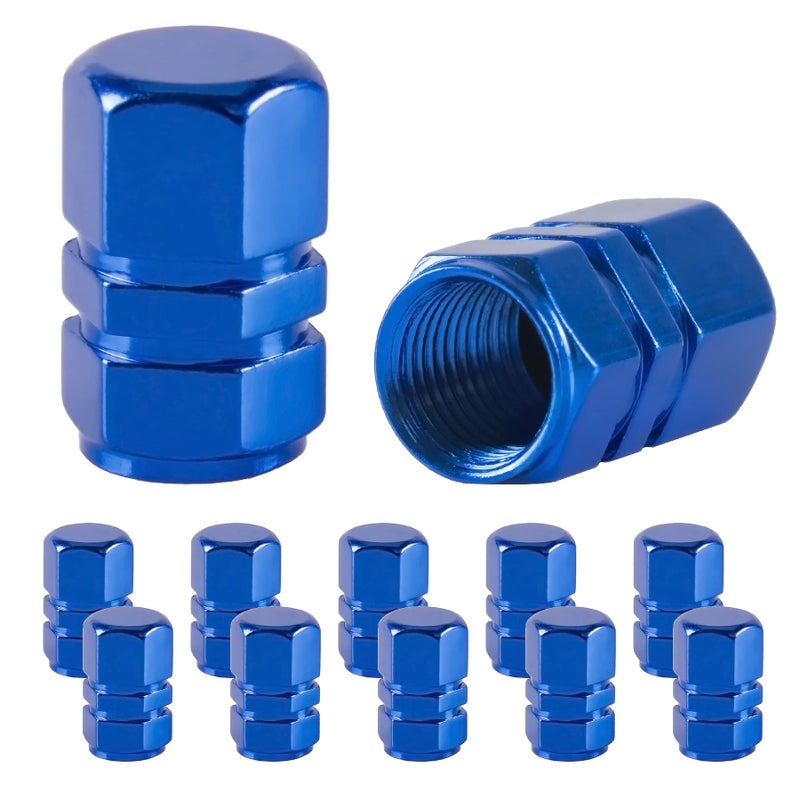 JUSTTOP Car Tire Valve Stem Caps 12pcs Air Caps Cover Universal for Cars SUVs Bike Trucks and MotorcyclesBlue