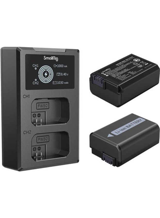 SMALLRIG طقم SmallRig NP-FW50 مكون من بطاريتين مع شاحن مزدوج - Image 2