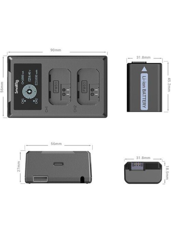 SMALLRIG طقم SmallRig NP-FW50 مكون من بطاريتين مع شاحن مزدوج - Image 3
