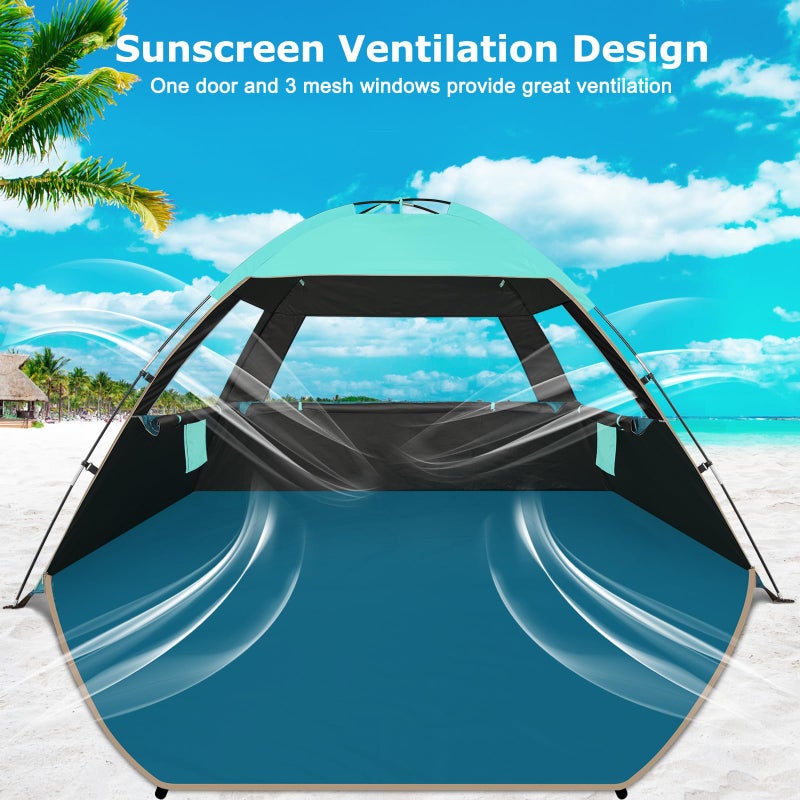 COMMOUDS Beach Tent Sun Shade for 3/4/6/8 Person, UPF 99+ Beach Sun Shelter Canopy Tent, Lightweight, Easy Set Up and Carry - Image 5