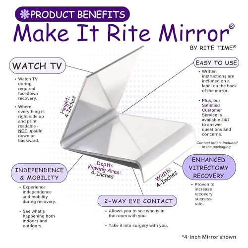 Make It Rite Mirror 4" Wide 2-Way for face Down vitrectomy Eyesight and COVID-19 proning Lung Recovery - Image 5