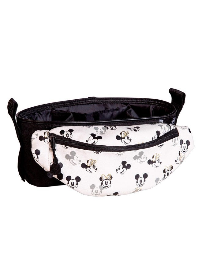 J.L. Childress Disney Baby by J.L. Childress Universal Stroller Organizer with Detachable Hip Fanny Pack - Stroller Accessory with Belt Waist Bag - Stroller Cup Holder and Cell Phone Pocket - Mickey Minnie Ivory - Image 1